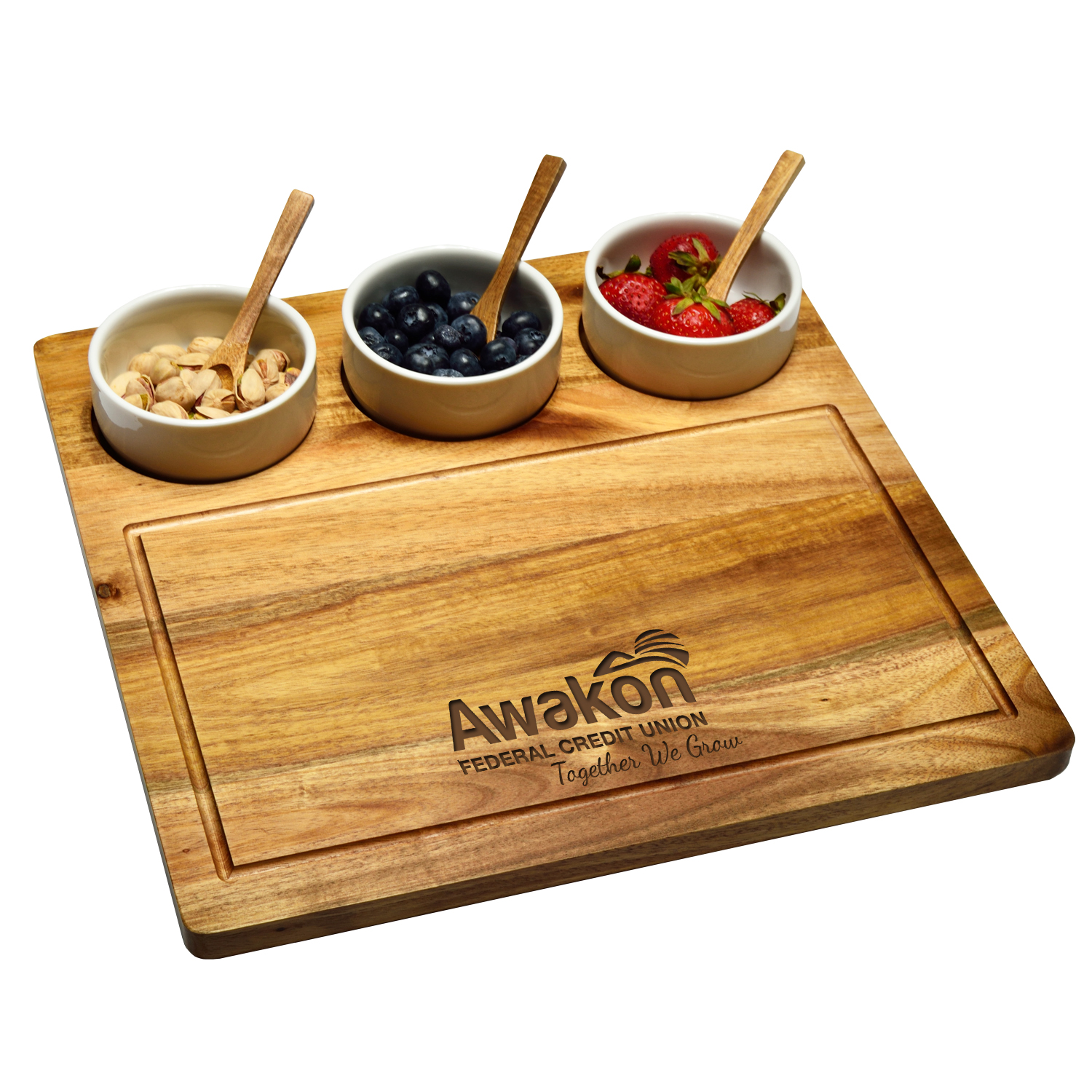 Acacia Charcuterie Board with Serving Bowls 